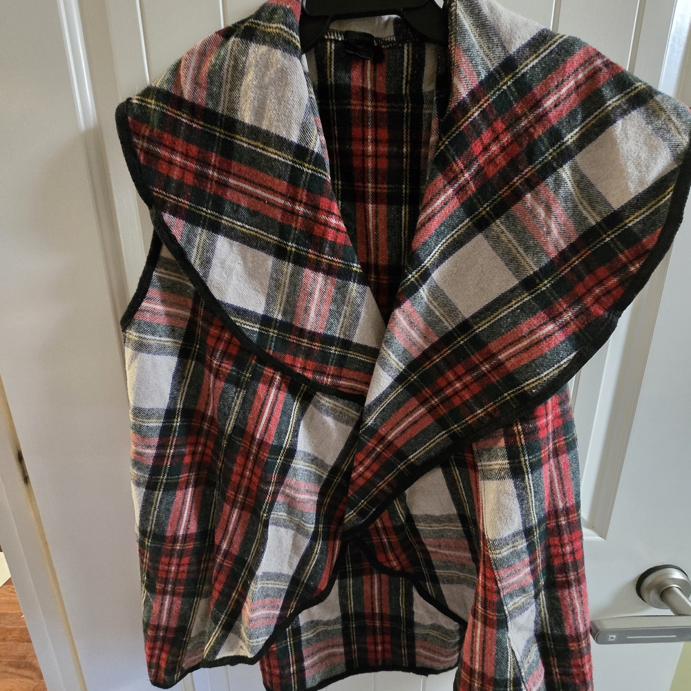 Plaid Sleeveless Vest With Pockets